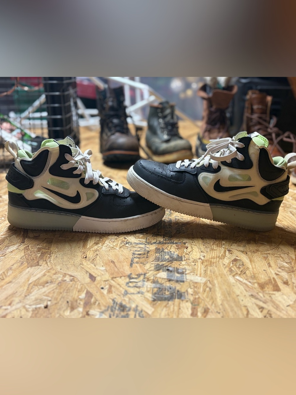 Nike Black, White & Lime High-Top Sneakers - Picture 1 of 6